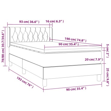 vidaXL Κρεβάτι Boxspring με Στρώμα Σκούρο Πράσινο 90x190 εκ. Βελούδινο