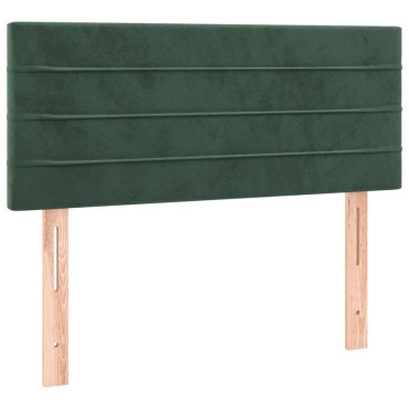 vidaXL Κρεβάτι Boxspring με Στρώμα Σκούρο Πράσινο 90x190 εκ. Βελούδινο