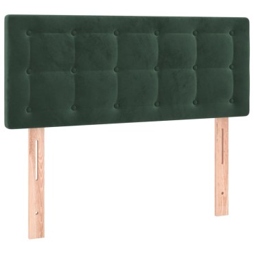 vidaXL Κρεβάτι Boxspring με Στρώμα Σκούρο Πράσινο 90x190 εκ. Βελούδινο