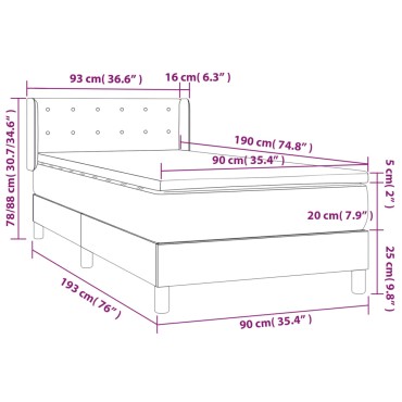 vidaXL Κρεβάτι Boxspring με Στρώμα Σκούρο Πράσινο 90x190 εκ. Βελούδινο