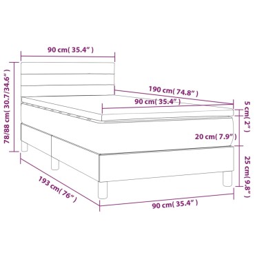 vidaXL Κρεβάτι Boxspring με Στρώμα Σκούρο Πράσινο 90x190 εκ. Βελούδινο