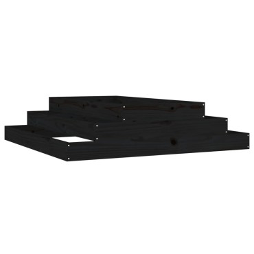 vidaXL Ζαρντινιέρα Μαύρη 110 x 110 x 27 εκ. από Μασίφ Ξύλο Πεύκου