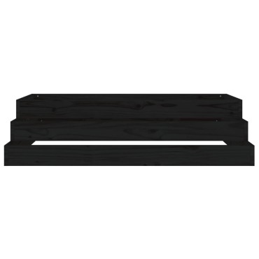 vidaXL Ζαρντινιέρα Μαύρη 110 x 110 x 27 εκ. από Μασίφ Ξύλο Πεύκου