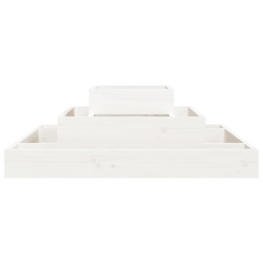 vidaXL Ζαρντινιέρα Λευκή 80 x 80 x 27 εκ. από Μασίφ Ξύλο Πεύκου