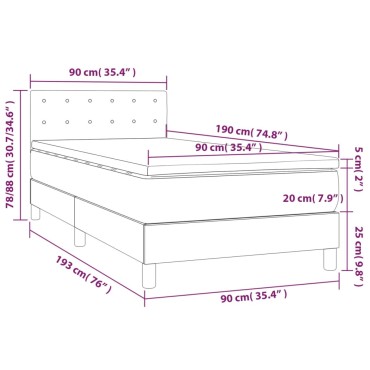 vidaXL Κρεβάτι Boxspring με Στρώμα Σκούρο Μπλε 90x190 εκ. Βελούδινο