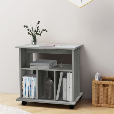 vidaXL Ντουλάπι Με Ροδάκια Γκρι Sonoma 60x45x60cm Επεξεργασμένο Ξύλο 1 τεμ.