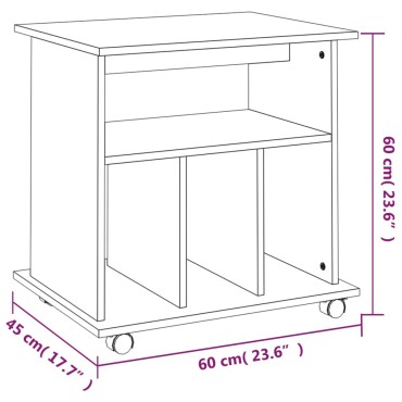 vidaXL Ντουλάπι Με Ροδάκια Γκρι Sonoma 60x45x60cm Επεξεργασμένο Ξύλο 1 τεμ.