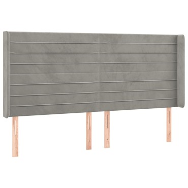 vidaXL Κρεβάτι Boxspring με Στρώμα & LED Αν.Γκρι 180x200 εκ. Βελούδινο