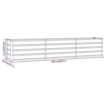 vidaXL Ζαρντινιέρα Σκουριασμένο 240x40x45 εκ. Ατσάλι Σκληρυθέν Αέρα