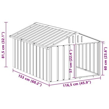 vidaXL Σπιτάκι Σκύλου Γκρι 116,5x153x81,5 εκ. Γαλβανισμένο Χάλυβα