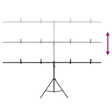 vidaXL Βάση Φόντου σε Σχήμα Τ Μαύρη 201x60x(70-200) εκ.