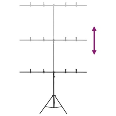 vidaXL Βάση Φόντου σε Σχήμα Τ Μαύρη 151x60x(70-200) εκ.