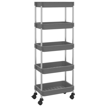 vidaXL Τρόλεϊ Κουζίνας 5 Επιπέδων Γκρι 42x29x128cm Σίδερο/ABS 1 τεμ.
