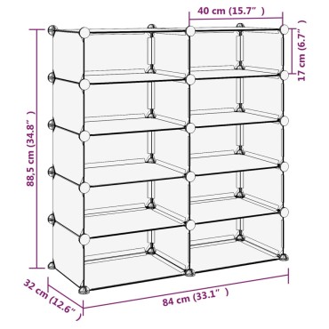 vidaXL Παπουτσοθήκη Διαφανής 84x32x88,5cm από Πολυπροπυλένιο