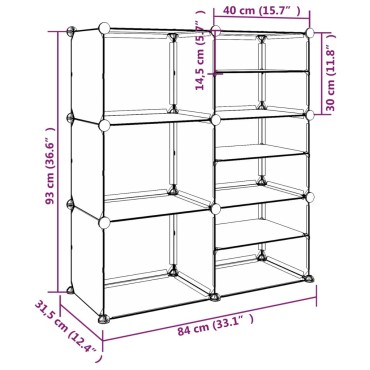 vidaXL Παπουτσοθήκη Διαφανής 84x31,5x93cm από Πολυπροπυλένιο