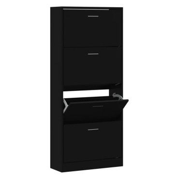 vidaXL Παπουτσοθήκη Μαύρη 63x24x147cm από Επεξεργασμένο Ξύλο
