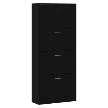 vidaXL Παπουτσοθήκη Μαύρη 63x24x147cm από Επεξεργασμένο Ξύλο