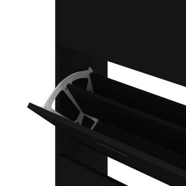 vidaXL Παπουτσοθήκη Μαύρη 63x24x147cm από Επεξεργασμένο Ξύλο