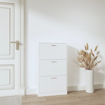 vidaXL Παπουτσοθήκη Λευκή 59x17x108cm από Επεξεργασμένο Ξύλο