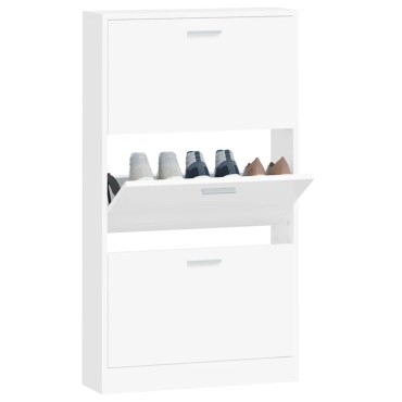 vidaXL Παπουτσοθήκη Λευκή 59x17x108cm από Επεξεργασμένο Ξύλο