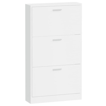 vidaXL Παπουτσοθήκη Γυαλιστερό Λευκό 59x17x108cm Επεξεργασμένο Ξύλο