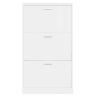 vidaXL Παπουτσοθήκη Γυαλιστερό Λευκό 59x17x108cm Επεξεργασμένο Ξύλο