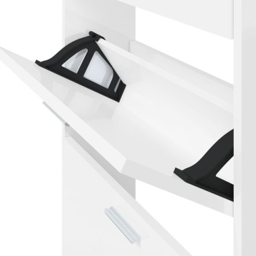 vidaXL Παπουτσοθήκη Γυαλιστερό Λευκό 59x17x108cm Επεξεργασμένο Ξύλο