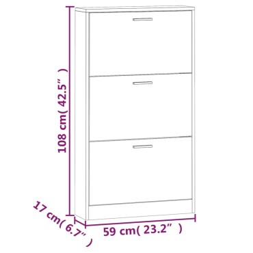vidaXL Παπουτσοθήκη Γυαλιστερό Λευκό 59x17x108cm Επεξεργασμένο Ξύλο
