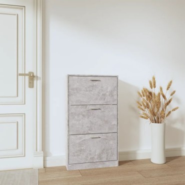 vidaXL Παπουτσοθήκη Γκρι Σκυροδέματος 59x17x108cm Επεξεργασμένο Ξύλο