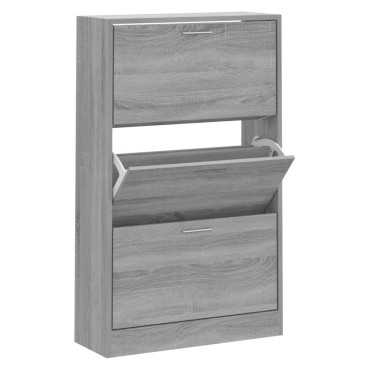 vidaXL Παπουτσοθήκη Γκρι Sonoma 63x24x103cm από Επεξεργασμένο Ξύλο
