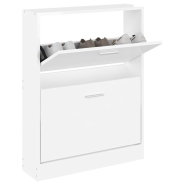 vidaXL Παπουτσοθήκη Γυαλιστερό Λευκό 59x17x81cm Επεξεργασμένο Ξύλο