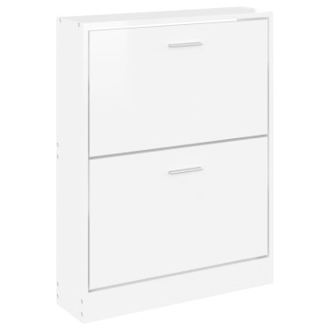 vidaXL Παπουτσοθήκη Γυαλιστερό Λευκό 59x17x81cm Επεξεργασμένο Ξύλο