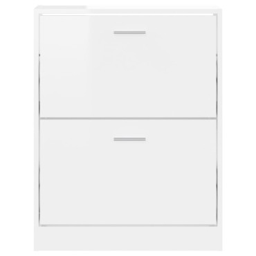 vidaXL Παπουτσοθήκη Γυαλιστερό Λευκό 59x17x81cm Επεξεργασμένο Ξύλο