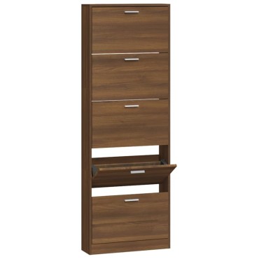 vidaXL Παπουτσοθήκη Καφέ Δρυς 59x17x169cm από Επεξεργασμένο Ξύλο