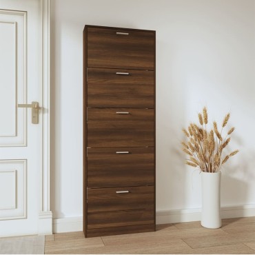 vidaXL Παπουτσοθήκη Καφέ Δρυς 59x17x169cm από Επεξεργασμένο Ξύλο