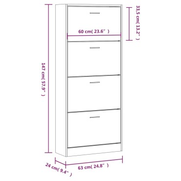 vidaXL Παπουτσοθήκη Γκρι Σκυροδέματος 63x24x147cm Επεξεργασμένο Ξύλο