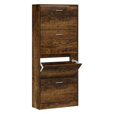 vidaXL Παπουτσοθήκη Καπνιστή Δρυς 63x24x147cm από Επεξεργασμένο Ξύλο