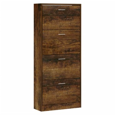 vidaXL Παπουτσοθήκη Καπνιστή Δρυς 63x24x147cm από Επεξεργασμένο Ξύλο