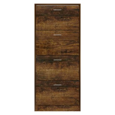 vidaXL Παπουτσοθήκη Καπνιστή Δρυς 63x24x147cm από Επεξεργασμένο Ξύλο