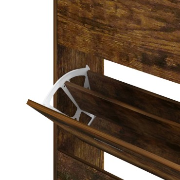 vidaXL Παπουτσοθήκη Καπνιστή Δρυς 63x24x147cm από Επεξεργασμένο Ξύλο