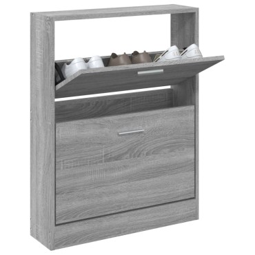 vidaXL Παπουτσοθήκη Γκρι Sonoma 59x17x81cm από Επεξεργασμένο Ξύλο
