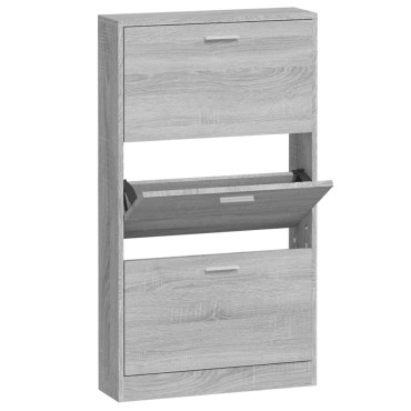 vidaXL Παπουτσοθήκη Γκρι Sonoma 59x17x108cm από Επεξεργασμένο Ξύλο