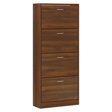 vidaXL Παπουτσοθήκη Καφέ Δρυς 63x24x147cm από Επεξεργασμένο Ξύλο