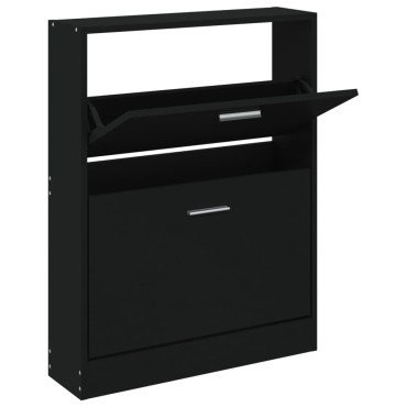 vidaXL Παπουτσοθήκη Μαύρη 59x17x81cm από Επεξεργασμένο Ξύλο