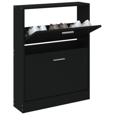 vidaXL Παπουτσοθήκη Μαύρη 59x17x81cm από Επεξεργασμένο Ξύλο