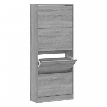 vidaXL Παπουτσοθήκη Γκρι Sonoma 63x24x147cm από Επεξεργασμένο Ξύλο