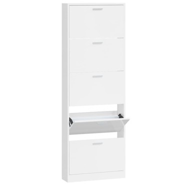 vidaXL Παπουτσοθήκη Γυαλιστερό Λευκό 59x17x169cm Επεξεργασμένο Ξύλο