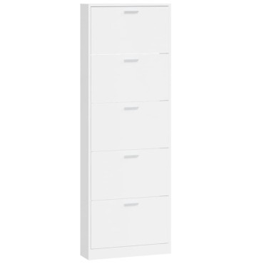 vidaXL Παπουτσοθήκη Γυαλιστερό Λευκό 59x17x169cm Επεξεργασμένο Ξύλο