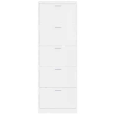 vidaXL Παπουτσοθήκη Γυαλιστερό Λευκό 59x17x169cm Επεξεργασμένο Ξύλο