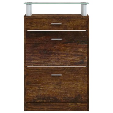 vidaXL Παπουτσοθήκη Καπνιστή Δρυς 63x24x104cm από Επεξεργασμένο Ξύλο